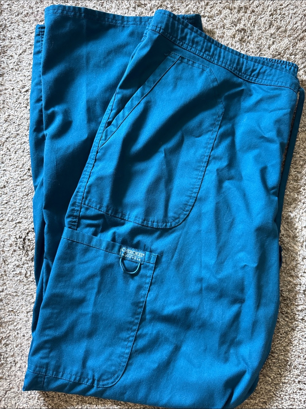 Cherokee Workwear Teal Cargo Scrub Pants